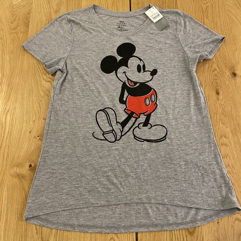 Disney Mickey Mouse paper thin shirt women's Large gray NWT